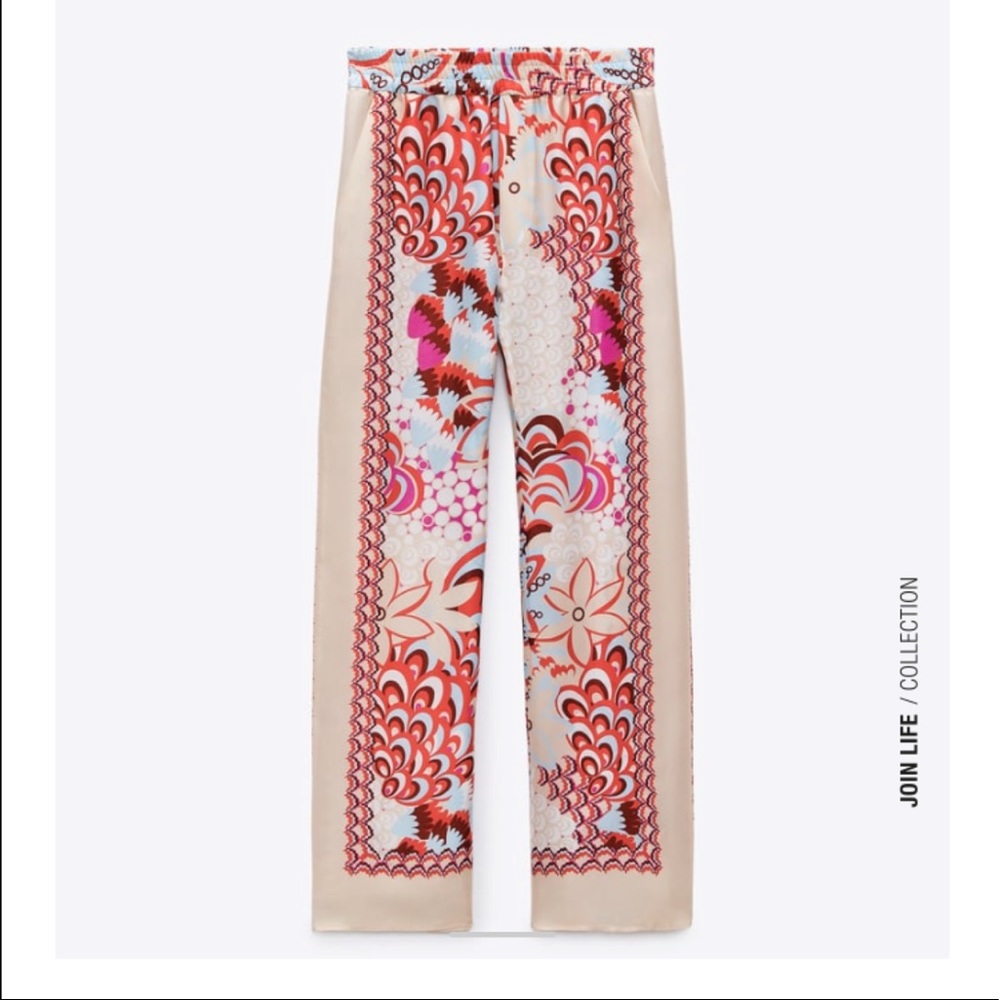 Zara silk wide leg pants